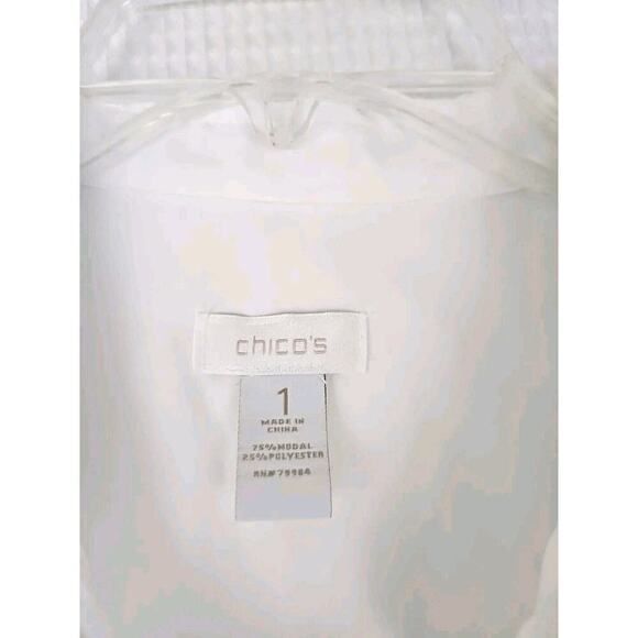 Chico's ~Woman Size 1 (US M)~ White Long Sleeve Snap-Up Shirt Top Blouse. - Picture 9 of 11